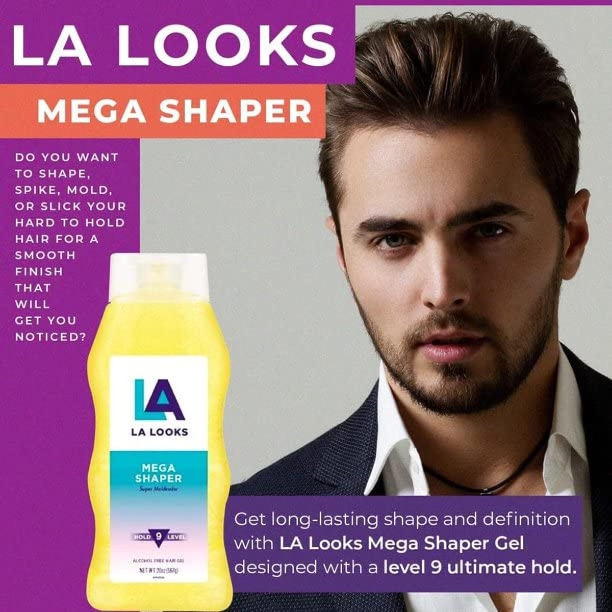 L.A. Looks Mega Mega Gel #9 - 20 Ounce (Pack of 6) - Extra Hold Styling Gel Avelisse