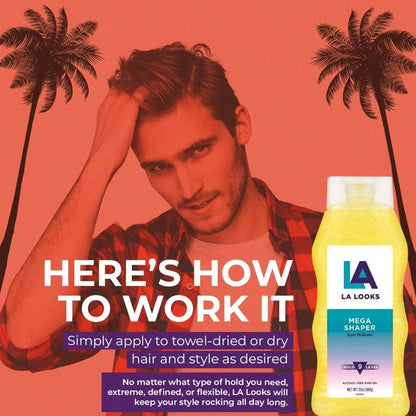 L.A. Looks Mega Mega Gel #9 - 20 Ounce (Pack of 6) - Extra Hold Styling Gel Avelisse