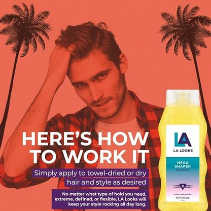 L.A. Looks Mega Mega Gel #9 - 20 Ounce (Pack of 6) - Extra Hold Styling Gel Avelisse