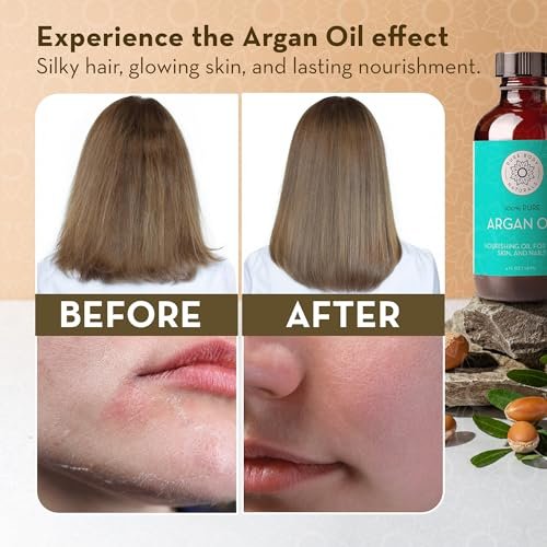 Pure Body Naturals 100% Pure Argan Oil for Skin, Face, and Hair - 4 fl oz Cold Pressed, Non-Greasy, Nourishing Moisturizer - görsel 13