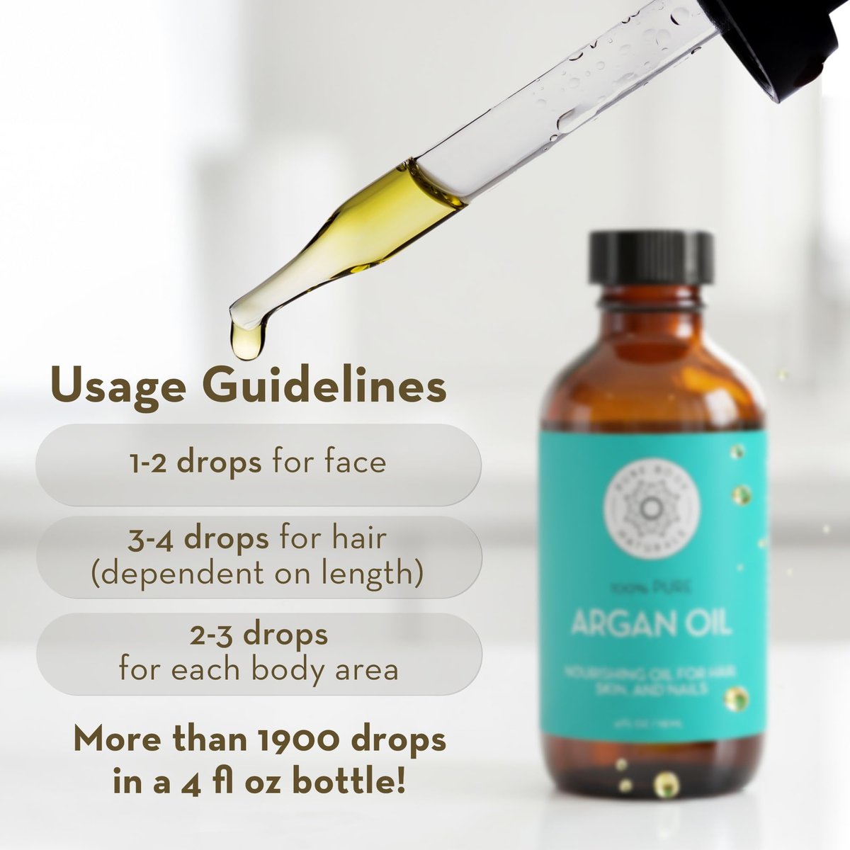 Pure Body Naturals 100% Pure Argan Oil for Skin, Face, and Hair - 4 fl oz Cold Pressed, Non-Greasy, Nourishing Moisturizer - görsel 12