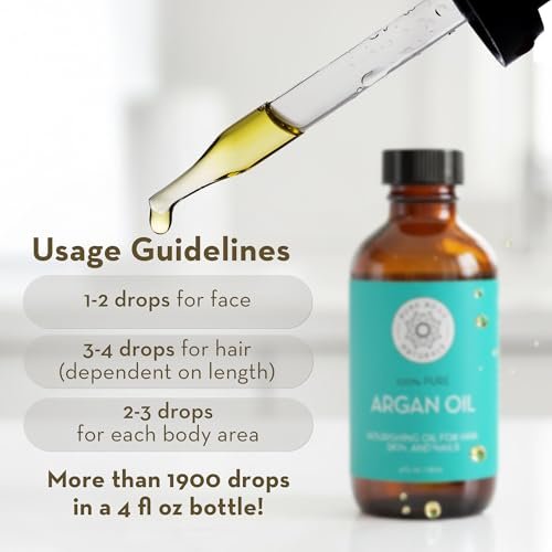 Pure Body Naturals 100% Pure Argan Oil for Skin, Face, and Hair - 4 fl oz Cold Pressed, Non-Greasy, Nourishing Moisturizer - görsel 11