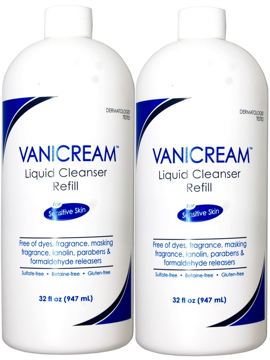 Vanicream Free & Clear Liquid Cleanser Refill 32 oz (Pack of 2) – Gentle, Non-Irritating Facial & Body Cleanser Avelisse