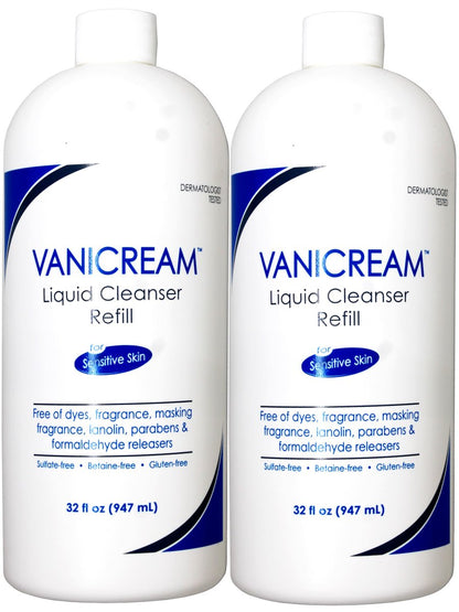 Vanicream Free & Clear Liquid Cleanser Refill 32 oz (Pack of 2) – Gentle, Non-Irritating Facial & Body Cleanser Avelisse