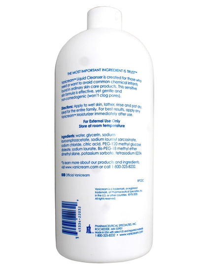 Vanicream Free & Clear Liquid Cleanser Refill 32 oz (Pack of 2) – Gentle, Non-Irritating Facial & Body Cleanser Avelisse
