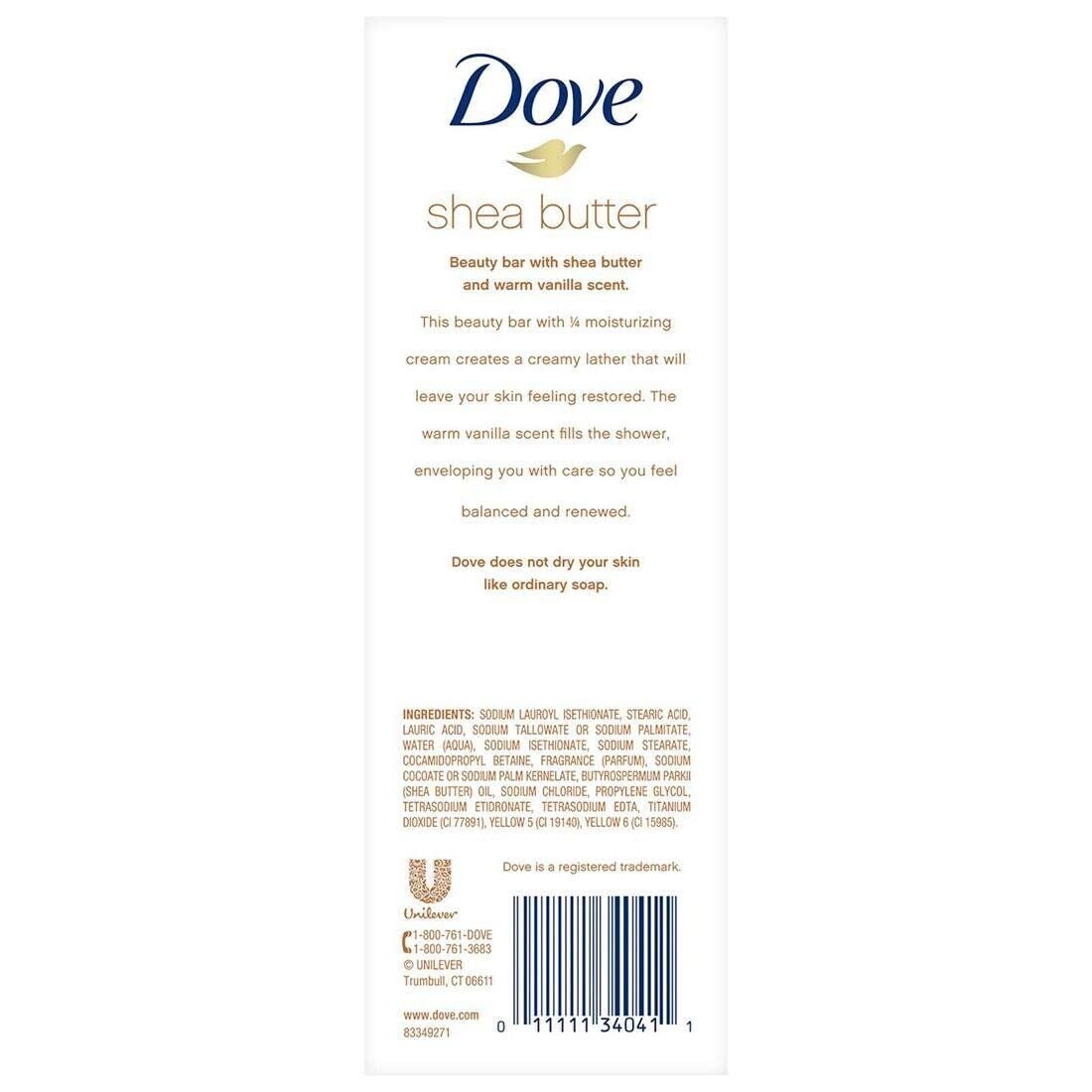 Dove Purely Pampering Shea Butter Bar Soaps, Warm Vanilla Scent, 16 Bars (64 oz) Avelisse