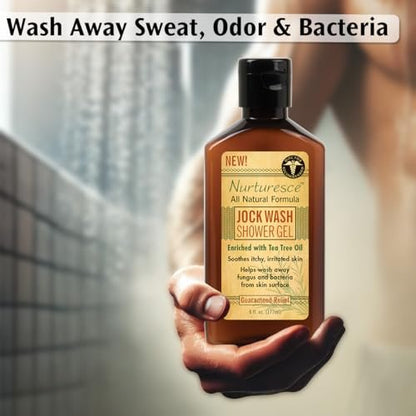 PediFix Nurturesce Jock Wash Shower Gel - Tea Tree Oil Enriched Anti-Fungal Body Wash, 6 Fl Oz Avelisse