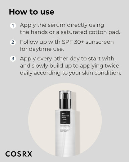 COSRX Niacinamide 2% + BHA 4% Blackhead Exfoliant Toner - 3.38 fl.oz / 100ml, Korean Toner for Blackhead Removal & Pore Minimizing, All Skin Types Avelisse