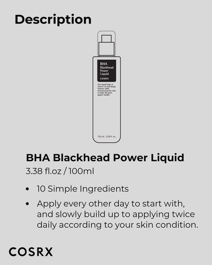 COSRX Niacinamide 2% + BHA 4% Blackhead Exfoliant Toner - 3.38 fl.oz / 100ml, Korean Toner for Blackhead Removal & Pore Minimizing, All Skin Types Avelisse