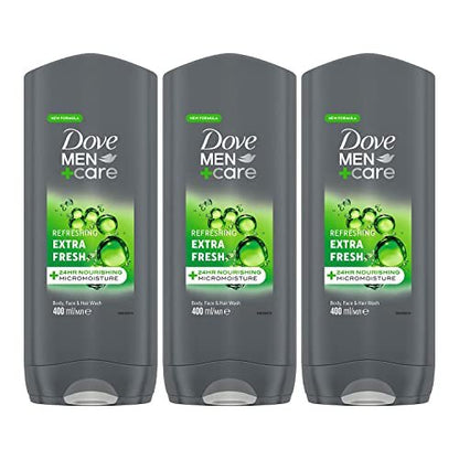 Dove Men+Care Refreshing Extra Fresh 3-In-1 Hair, Body And Face Wash Pack Of 6 - 400 ml Each