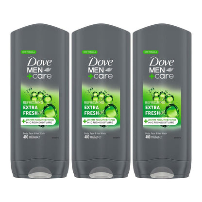 Dove Men+Care Refreshing Extra Fresh 3-In-1 Hair, Body And Face Wash Pack Of 6 - 400 ml Each
