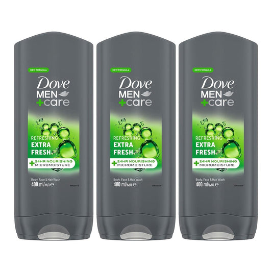 Dove Men+Care Refreshing Extra Fresh 3-In-1 Hair, Body And Face Wash Pack Of 6 - 400 ml Each