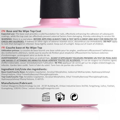 AIMEILI Gel Nail Polish No Wipe Top and Base Coat Set – 2 x 10ml, Shine Finish, Long Lasting, Soak Off