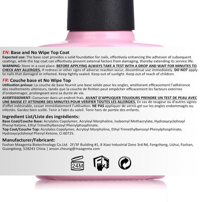 AIMEILI Gel Nail Polish No Wipe Top and Base Coat Set – 2 x 10ml, Shine Finish, Long Lasting, Soak Off