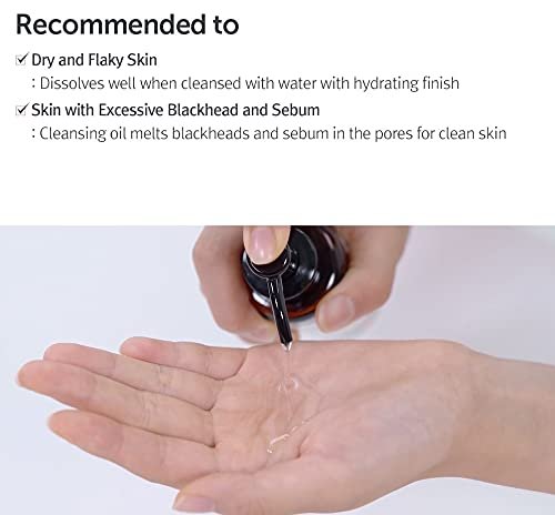 DearKlairs Gentle Black Cleansing Oil - 5.07 oz | Vegan, Non-Irritating Facial Cleanser for Sensitive Skin Avelisse