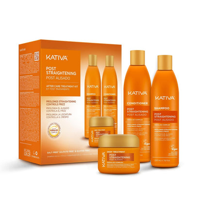 KATIVA Brazilian Post Straightening Treatment Kit – Shampoo, Conditioner & Mask with Keraliss Complex & Vegetal Keratin – Helps Prolong Straightening Up to 18 Weeks – 8.45 Fl Oz Each Avelisse