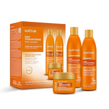 KATIVA Brazilian Post Straightening Treatment Kit – Shampoo, Conditioner & Mask with Keraliss Complex & Vegetal Keratin – Helps Prolong Straightening Up to 18 Weeks – 8.45 Fl Oz Each Avelisse