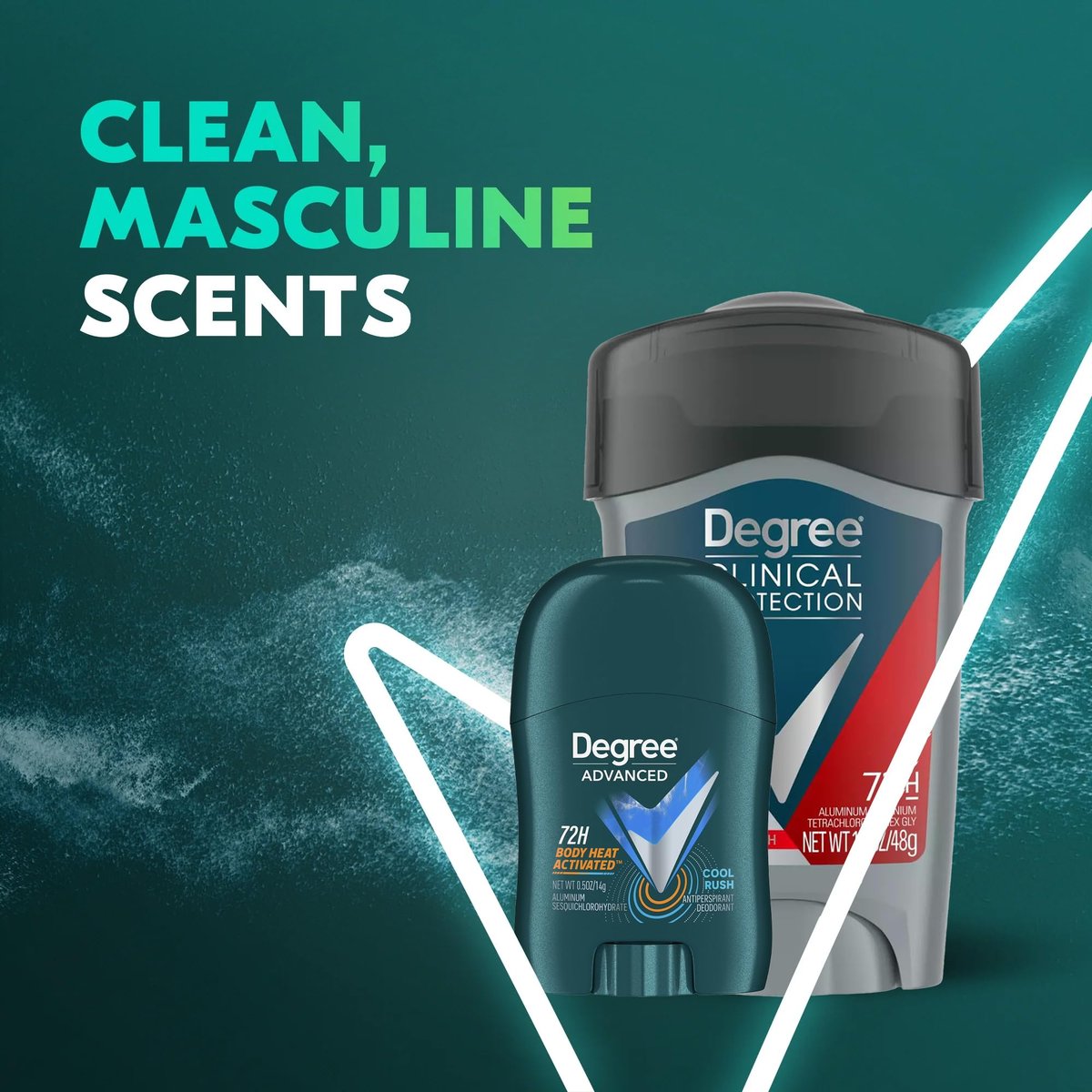 Degree Men Clinical Protection Antiperspirant Deodorant, Sport Strength 72H, Soft Solid, 1.7 oz (Pack of 4) + Travel Size Cool Rush Avelisse