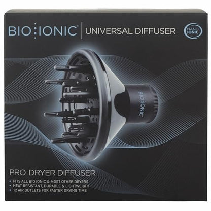 BIO IONIC Universal Diffuser for Hair Dryer – Frizz Control & Shine, Fits 2.25" Nozzle, Black Avelisse