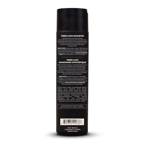 Jon Renau Fiber Love Shampoo for Synthetic Wigs - Paraben & Sulfate Free, Moisturizing Cleanser (8.5 oz) Avelisse