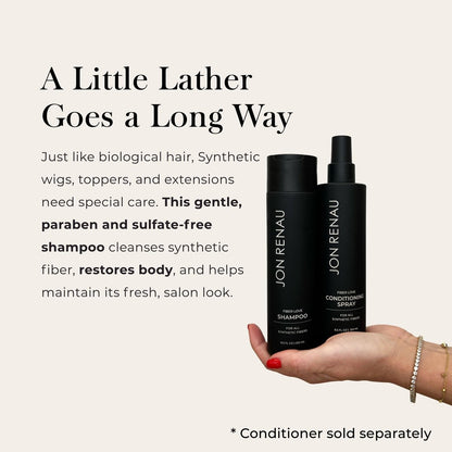 Jon Renau Fiber Love Shampoo for Synthetic Wigs - Paraben & Sulfate Free, Moisturizing Cleanser (8.5 oz) Avelisse