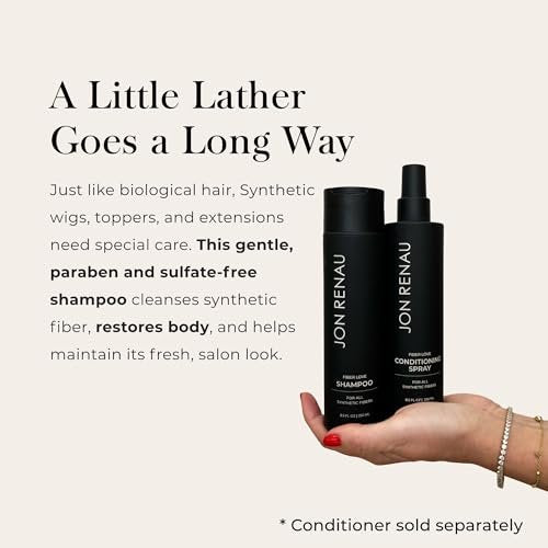 Jon Renau Fiber Love Shampoo for Synthetic Wigs - Paraben & Sulfate Free, Moisturizing Cleanser (8.5 oz) Avelisse
