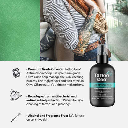 Tattoo Goo Cleansing Soap – pH Balanced Tattoo & Piercing Aftercare, 3 oz – Fragrance-Free, No Residue