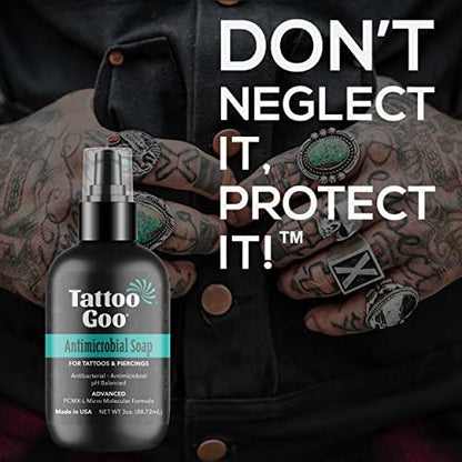 Tattoo Goo Cleansing Soap – pH Balanced Tattoo & Piercing Aftercare, 3 oz – Fragrance-Free, No Residue