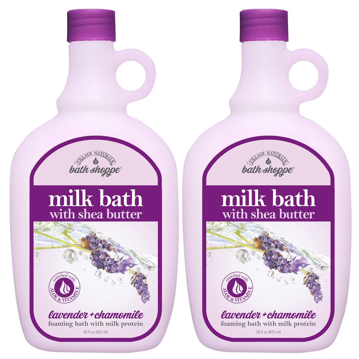 Village Naturals Bath Shoppe Moisturizing Lavender Chamomile Milk Bath - Hydrates Skin with Shea Butter & Vitamin E, Pack of 2 (28 fl oz Each) - görsel 2