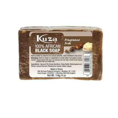 Kuza 100% African Black Soap - Fragrance Free, 4 oz