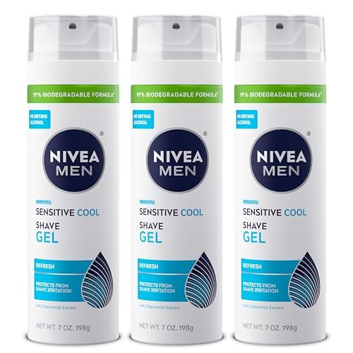 NIVEA MEN Sensitive Cool Shave Gel for Sensitive Skin, Alcohol Free with Chamomile Extract, 7 oz (Pack of 3) - görsel 2