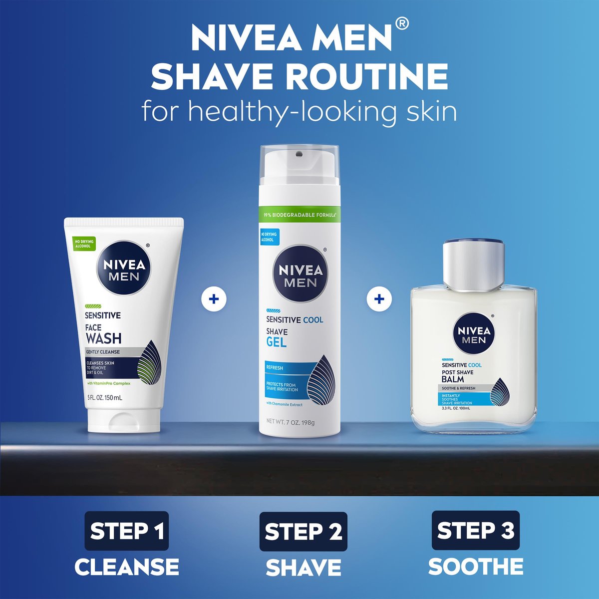 NIVEA MEN Sensitive Cool Shave Gel for Sensitive Skin, Alcohol Free with Chamomile Extract, 7 oz (Pack of 3) - görsel 17