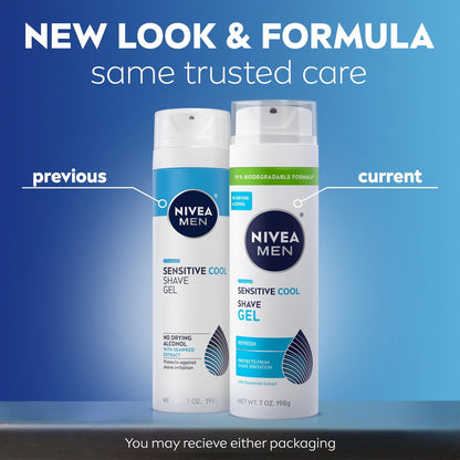 NIVEA MEN Sensitive Cool Shave Gel for Sensitive Skin, Alcohol Free with Chamomile Extract, 7 oz (Pack of 3)