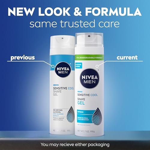 NIVEA MEN Sensitive Cool Shave Gel for Sensitive Skin, Alcohol Free with Chamomile Extract, 7 oz (Pack of 3) - görsel 4