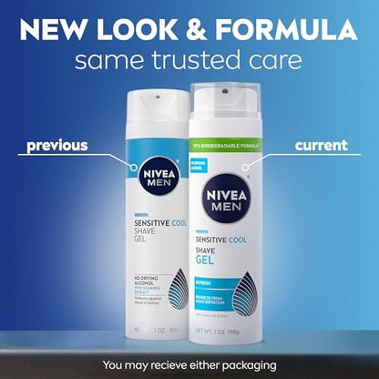 NIVEA MEN Sensitive Cool Shave Gel for Sensitive Skin, Alcohol Free with Chamomile Extract, 7 oz (Pack of 3)
