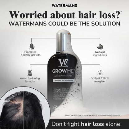 Watermans Grow Me Organic Hair Growth Shampoo with Biotin, Rosemary, Caffeine & Argan Oil for Fuller, Thicker-Looking Hair – 8.45 fl oz Avelisse