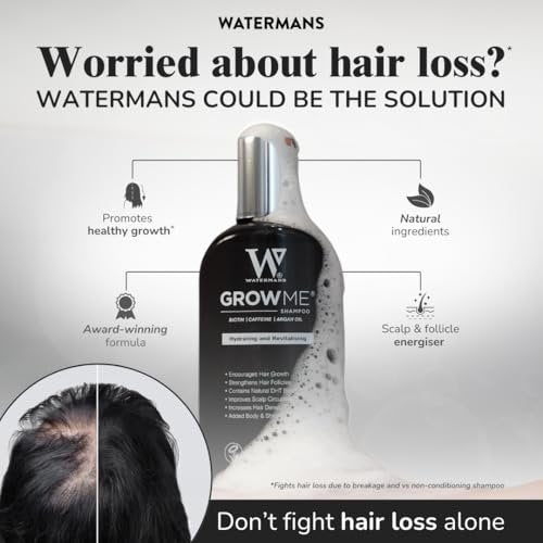 Watermans Grow Me Organic Hair Growth Shampoo with Biotin, Rosemary, Caffeine & Argan Oil for Fuller, Thicker-Looking Hair – 8.45 fl oz Avelisse
