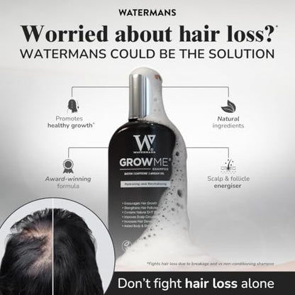 Watermans Grow Me Organic Hair Growth Shampoo with Biotin, Rosemary, Caffeine & Argan Oil for Fuller, Thicker-Looking Hair – 8.45 fl oz Avelisse