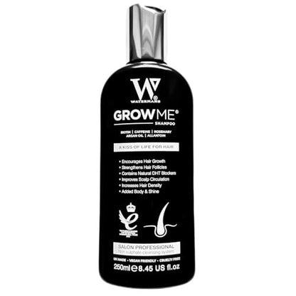 Watermans Grow Me Organic Hair Growth Shampoo with Biotin, Rosemary, Caffeine & Argan Oil for Fuller, Thicker-Looking Hair – 8.45 fl oz Avelisse