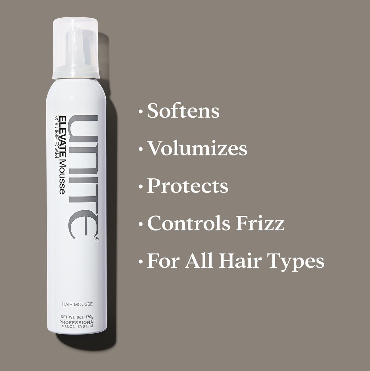 UNITE Hair ELEVATE Mousse - Weightless Volumizing Foam for Full Body, Shine & Flexible Hold, Frizz-Free Finish with UV & Thermal Protection, 6 oz Avelisse