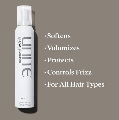 UNITE Hair ELEVATE Mousse - Weightless Volumizing Foam for Full Body, Shine & Flexible Hold, Frizz-Free Finish with UV & Thermal Protection, 6 oz Avelisse