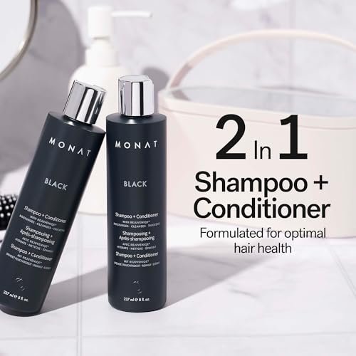 MONAT Black Shampoo + Conditioner – 2-in-1 Formula for Stronger, Healthier-Looking Hair – Cleanses and Conditions in One Step – All Hair Types – 8 fl oz Avelisse