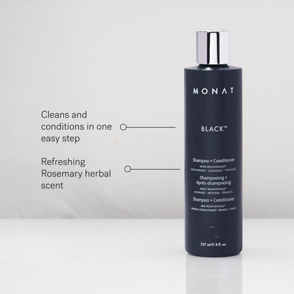 MONAT Black Shampoo + Conditioner – 2-in-1 Formula for Stronger, Healthier-Looking Hair – Cleanses and Conditions in One Step – All Hair Types – 8 fl oz Avelisse