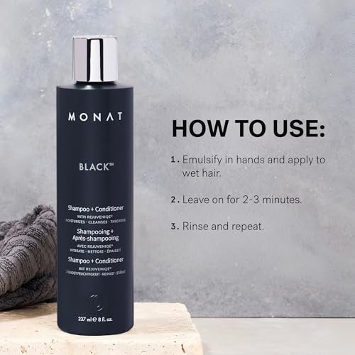 MONAT Black Shampoo + Conditioner – 2-in-1 Formula for Stronger, Healthier-Looking Hair – Cleanses and Conditions in One Step – All Hair Types – 8 fl oz Avelisse