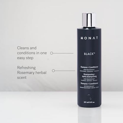 MONAT Black Shampoo + Conditioner – 2-in-1 Formula for Stronger, Healthier-Looking Hair – Cleanses and Conditions in One Step – All Hair Types – 8 fl oz Avelisse