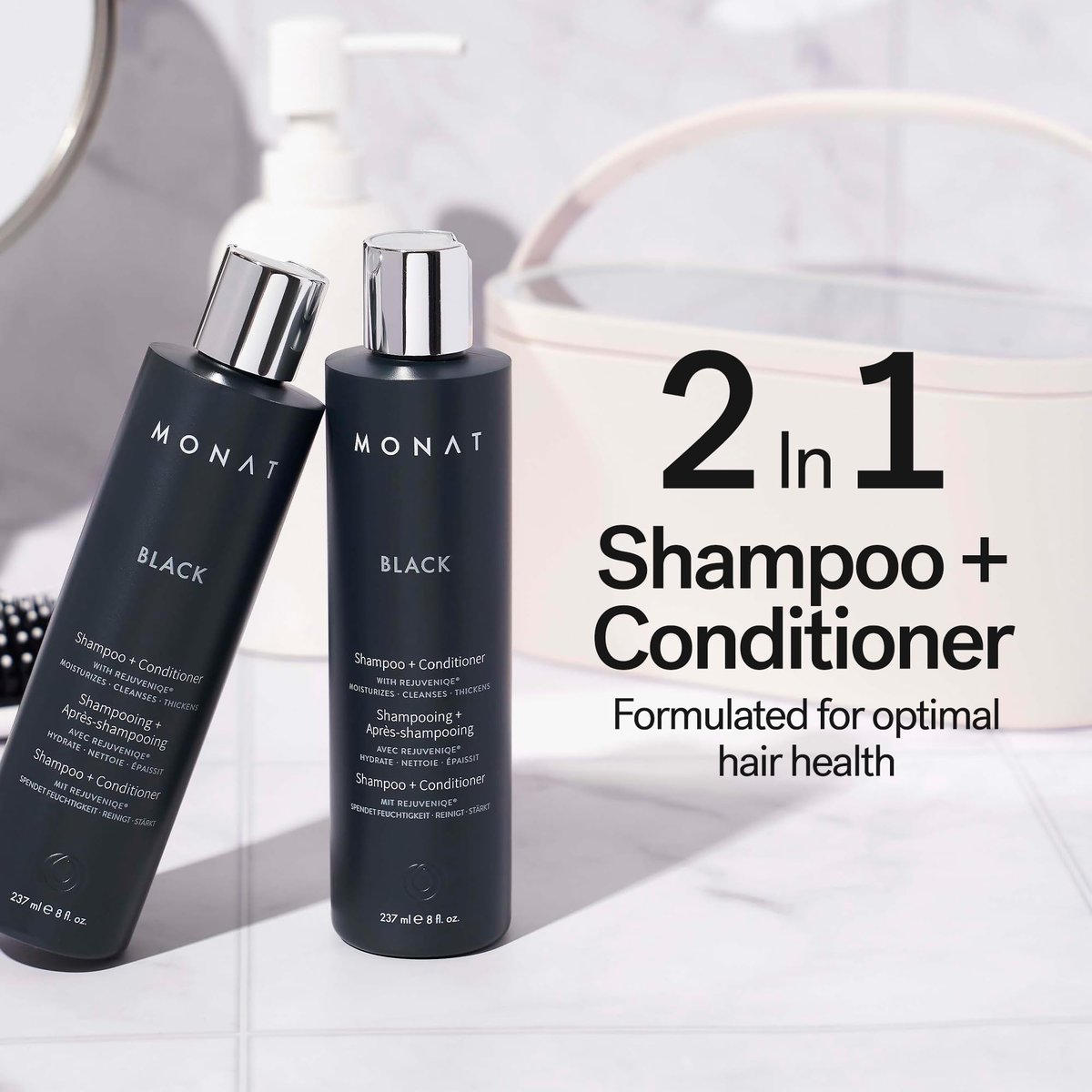 MONAT Black Shampoo + Conditioner – 2-in-1 Formula for Stronger, Healthier-Looking Hair – Cleanses and Conditions in One Step – All Hair Types – 8 fl oz Avelisse