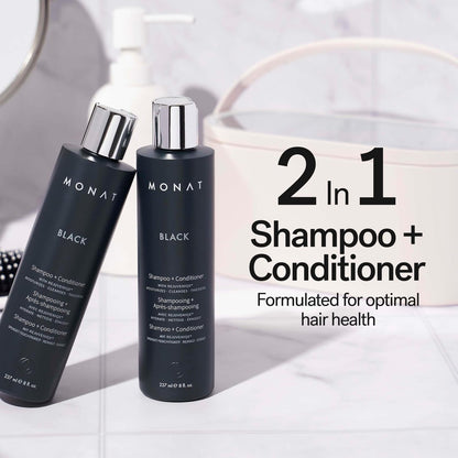 MONAT Black Shampoo + Conditioner – 2-in-1 Formula for Stronger, Healthier-Looking Hair – Cleanses and Conditions in One Step – All Hair Types – 8 fl oz Avelisse