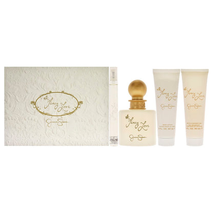 Fancy Love by Jessica Simpson Women's 4-Piece Fragrance Gift Set - EDP Spray, Mini Spray, Body Lotion & Bath Shower Crème Avelisse
