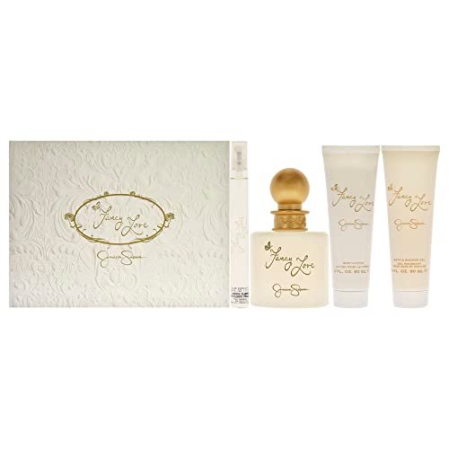 Fancy Love by Jessica Simpson Women's 4-Piece Fragrance Gift Set - EDP Spray, Mini Spray, Body Lotion & Bath Shower Crème Avelisse