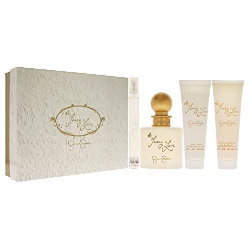 Fancy Love by Jessica Simpson Women's 4-Piece Fragrance Gift Set - EDP Spray, Mini Spray, Body Lotion & Bath Shower Crème Avelisse